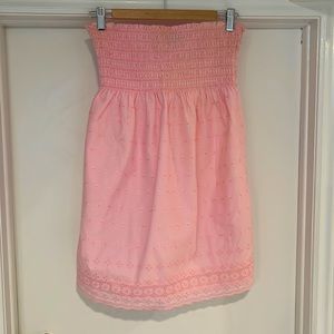 JUICY COUTURE, SZ L, ICONIC SUMMER PINK, EYELET, SMOCK DRESS, MINI, VINTAGE Y2K